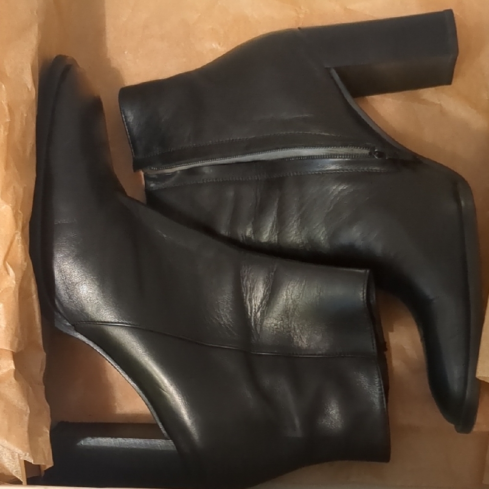 J. Crew Black Heeled Boots with Chunky Heel